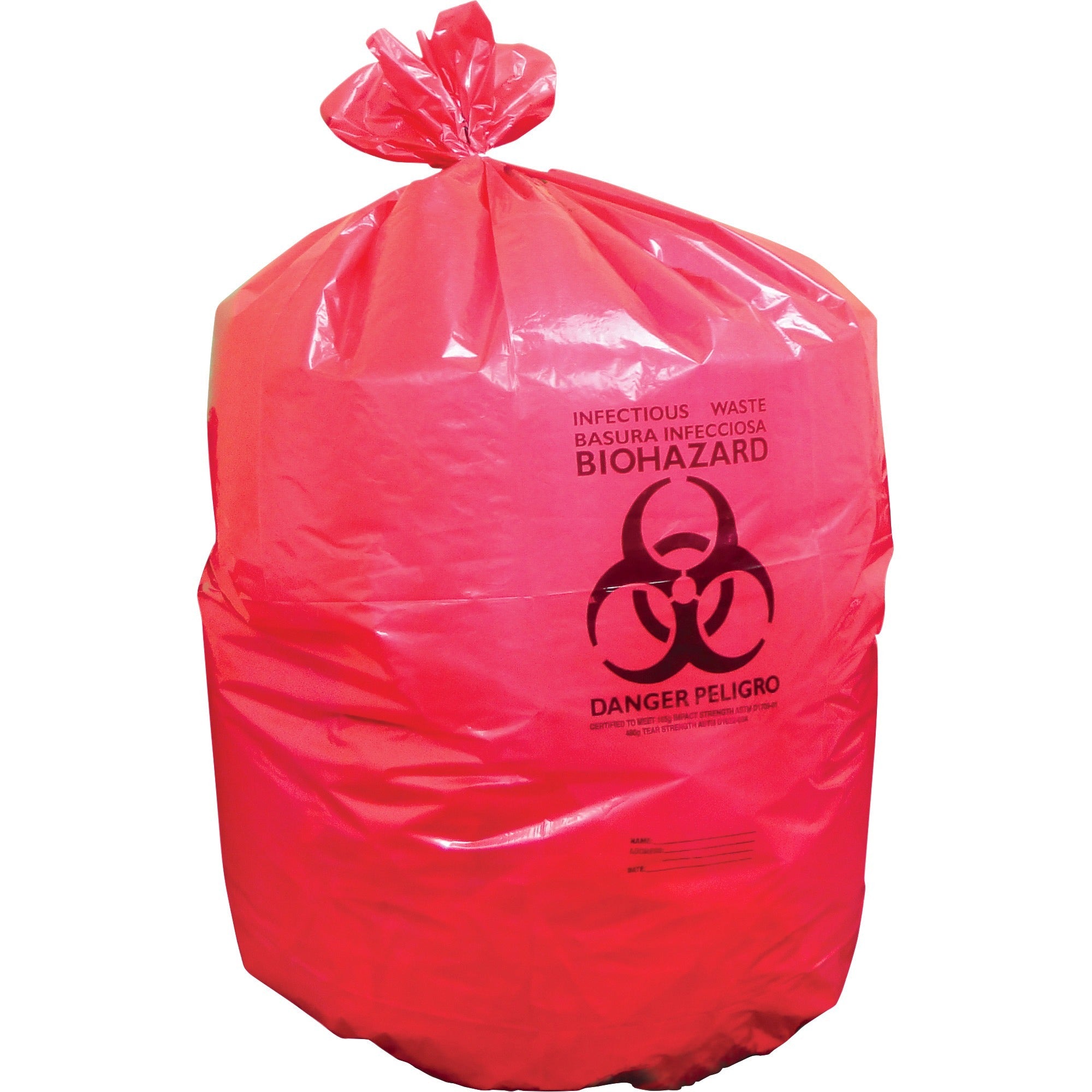 Heritage 1.3 mil Red Biohazard Can Liners - 37" Length x 50" Width x 1.30 mil (33 Micron) Thickness - Low Density - Red - Linear Low-Density Polyethylene (LLDPE) - Can - 150 / Carton
