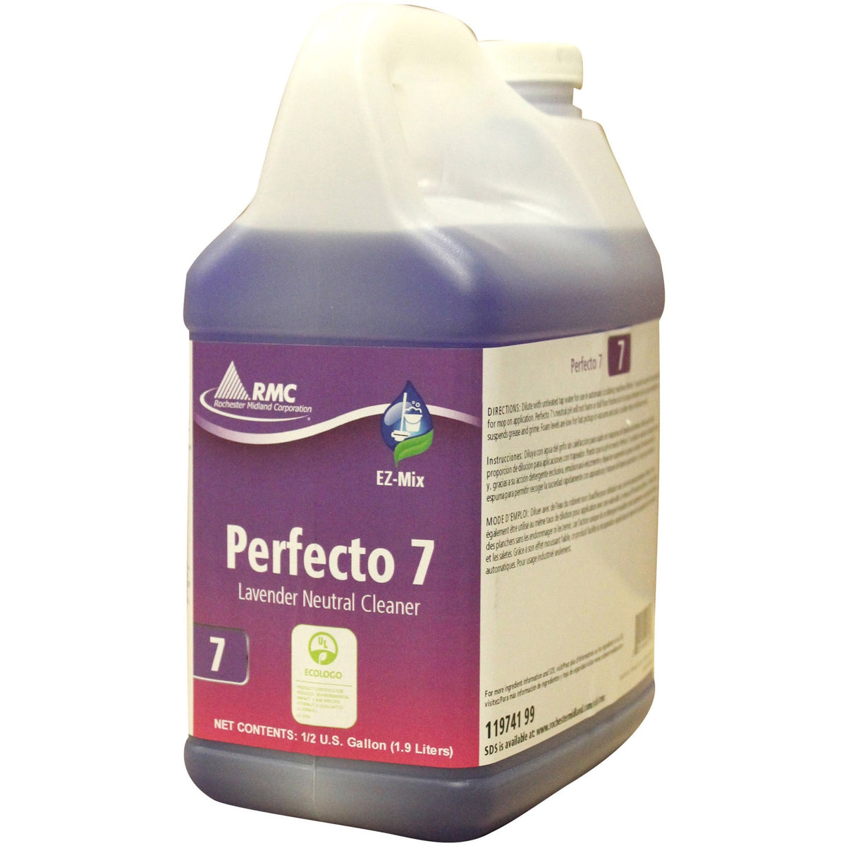 RMC Perfecto 7 Lavendar Cleaner - For Wall, Floor, Chrome, Porcelain, Stainless Steel - Concentrate - 64.2 fl oz (2 quart) - Lavender Scent - Recommended For: Grease Remover - Purple - 4 / Carton