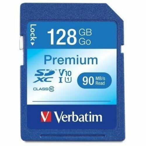 Verbatim Premium 128 GB Class 10/UHS-I (U1) SDXC - 1 Each - TAA Compliant - 70 MB/s Read - 300x Memory Speed - Lifetime Warranty