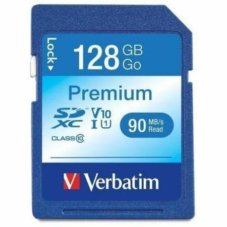 Verbatim Premium 128 GB Class 10/UHS-I (U1) SDXC - 1 Each - TAA Compliant - 70 MB/s Read - 300x Memory Speed - Lifetime Warranty