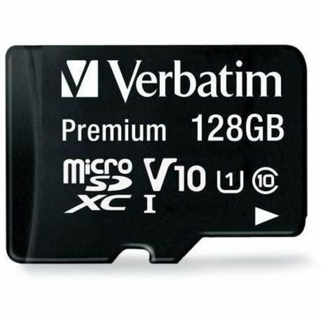 Verbatim Premium 128 GB Class 10/UHS-I microSDXC - 1 Each - TAA Compliant - 45 MB/s Read - Lifetime Warranty