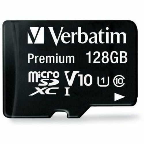 Verbatim Premium 128 GB Class 10/UHS-I microSDXC - 1 Each - TAA Compliant - 45 MB/s Read - Lifetime Warranty