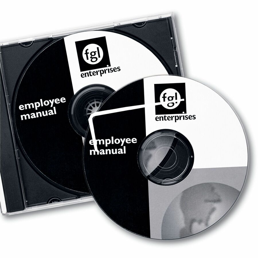 Avery®  Optical Disc Label - - HeightPermanent Adhesive - Laser - Matte - Matte White - Paper - Peel-off, Wrinkle-free, Print-to-the Edge, Smear Resistant, Smudge Resistant - 2 / Sheet - 50 Total Sheets - 100 Total Label(s) - 100 / Pack