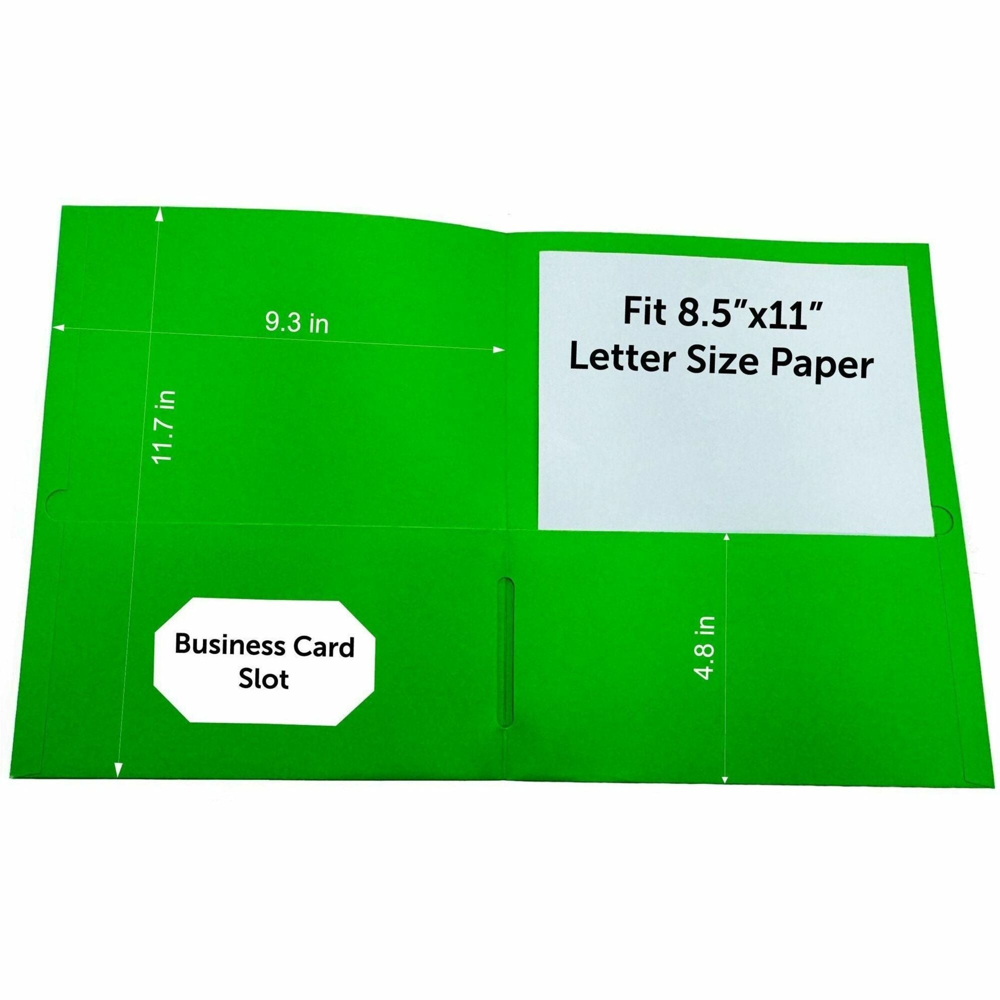 Sparco Letter Pocket Folder - 8 1/2" x 11" - 2 Internal Pocket(s) - Apple Green - 25 / Box