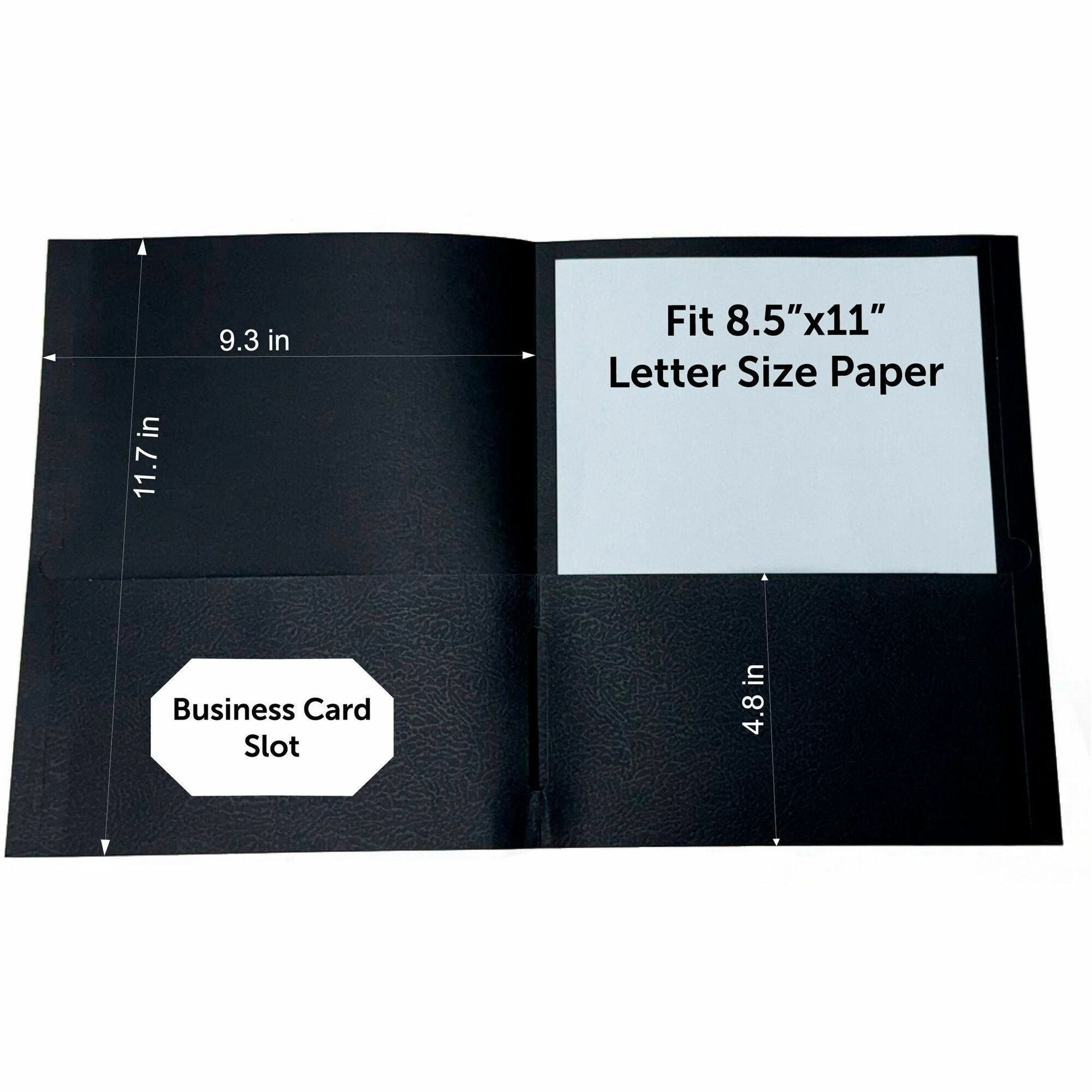 Sparco Letter Pocket Folder - 8 1/2" x 11" - 2 Internal Pocket(s) - Black - 25 / Box