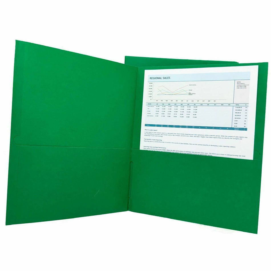 Sparco Letter Pocket Folder - 8 1/2" x 11" - 2 Internal Pocket(s) - Green - 25 / Box