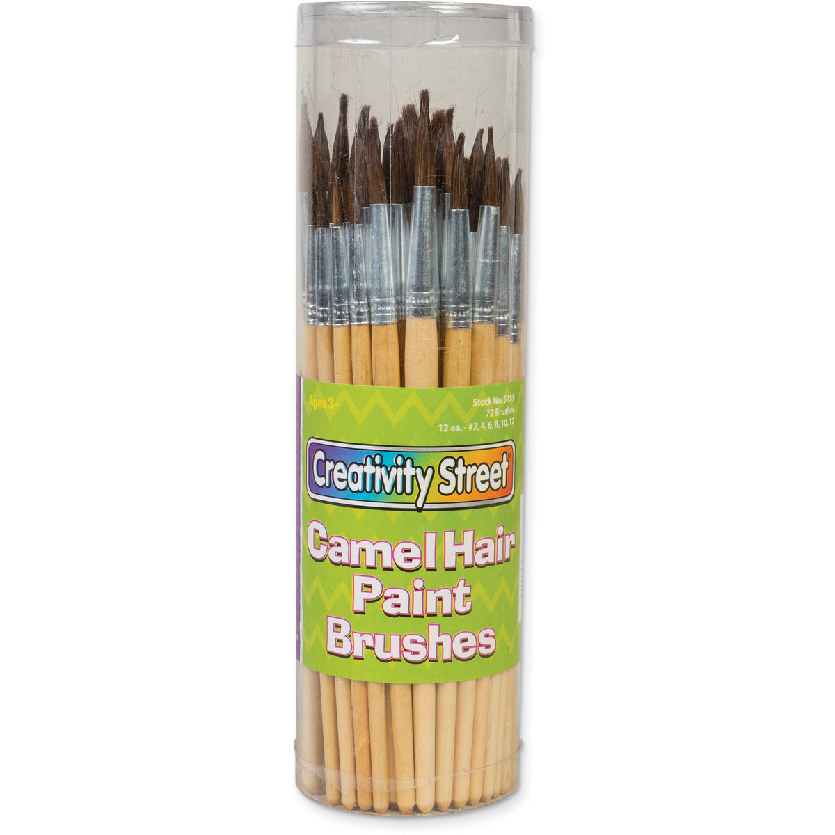 Creativity Street Camel Hair Paint Brushes - Aluminum Ferrule - 72 / Set