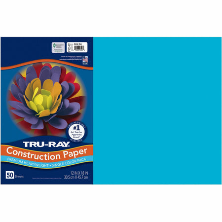 Tru-Ray Construction Paper - Art Project - 18" Width x 12" Length - Atomic Blue - Sulphite - 50 / Pack