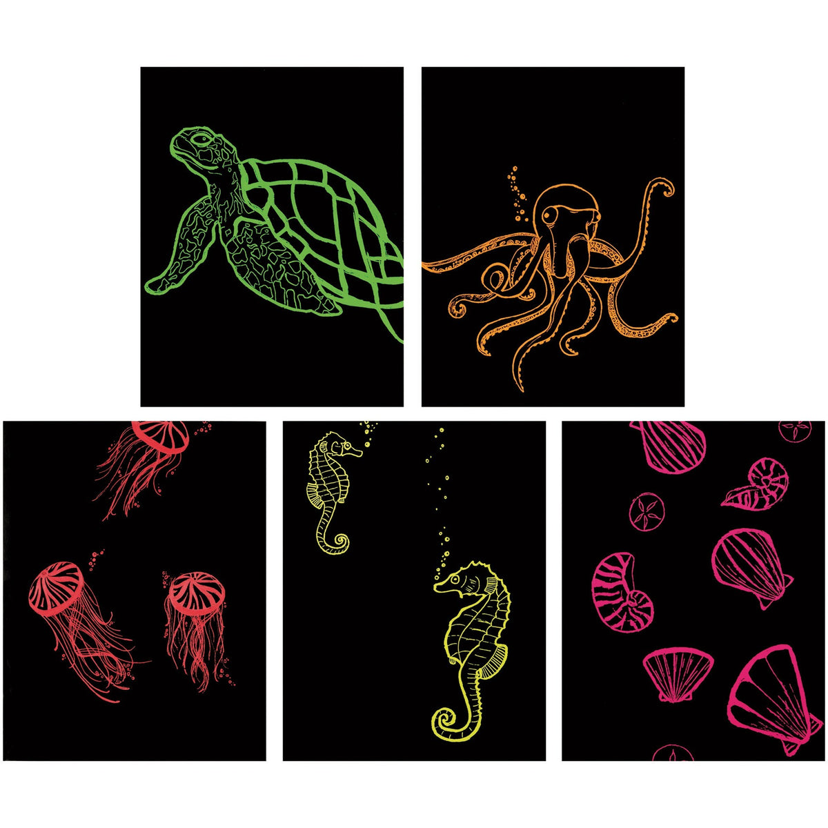 Now You See It! Etch Fluorscent Brd - Craft - 50 Piece(s) - 11" Height x 8.50" Width - Fluorescent Red, Black, Fluorescent Orange, Fluorescent Green, Fluorescent Pink, Fluorescent Yellow - Wood - 50 / Pack