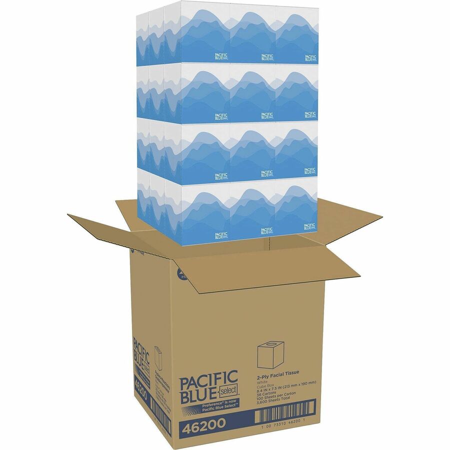 Pacific Blue Select Facial Tissue by GP Pro - Cube Box - Top