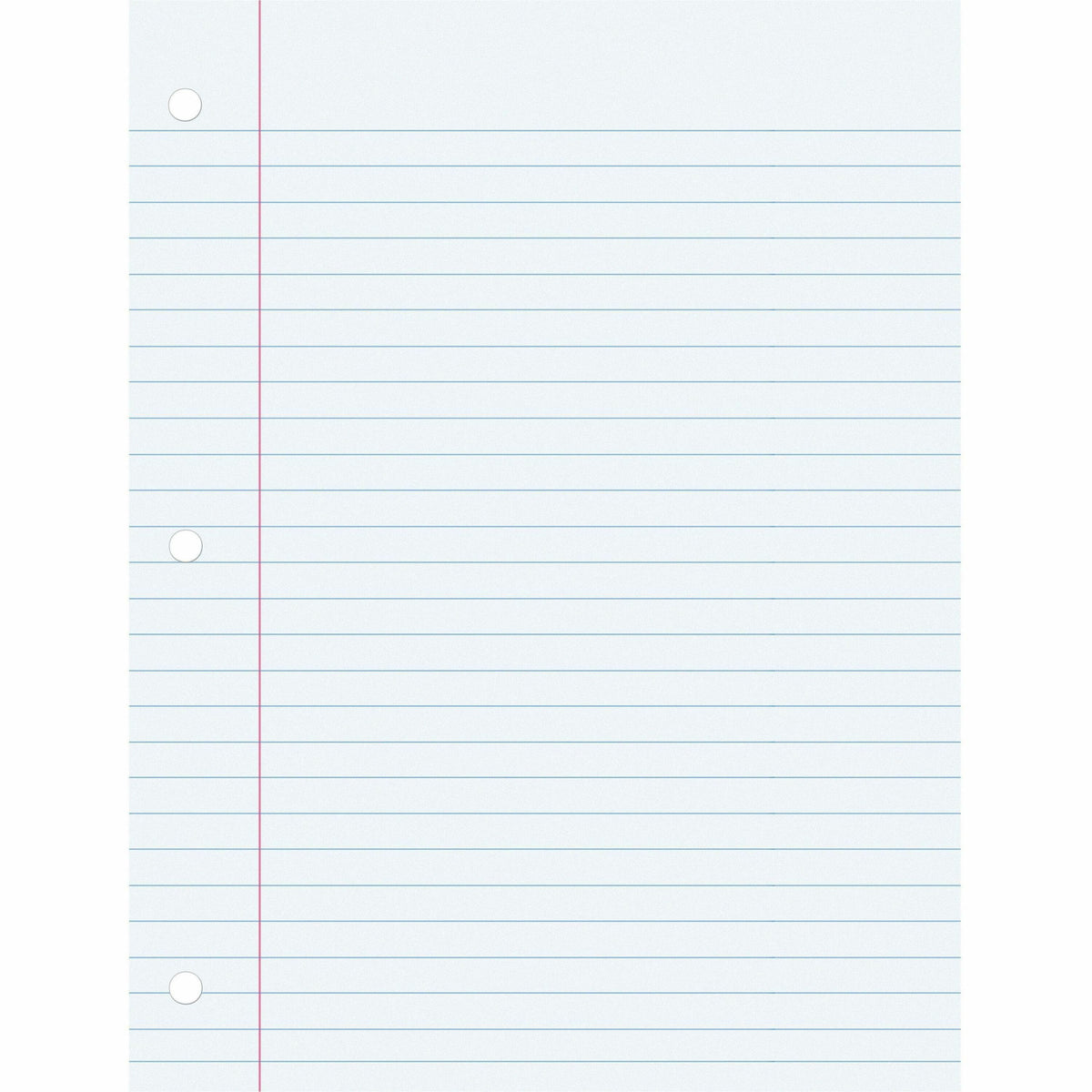 Pacon Wide Ruled Filler Paper - 100 Sheets - Wide Ruled Front Ruling - 0.37" Ruled - Red Margin - 3 Hole(s) - 8" x 10 1/2" Sheet Size - White Paper - Smooth, Punched - 100 / Pack