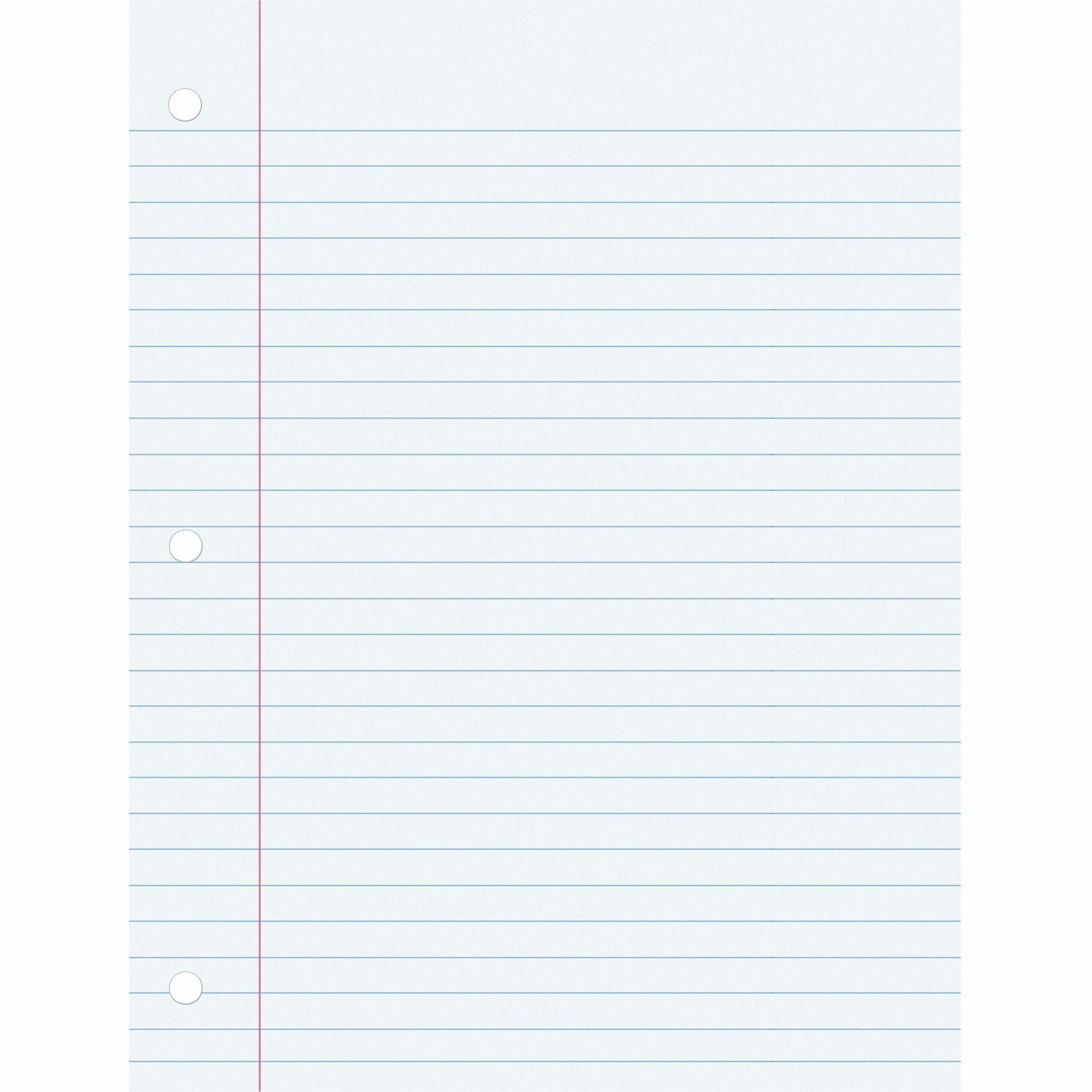 Pacon Wide Ruled Filler Paper - 100 Sheets - Wide Ruled Front Ruling - 0.37" Ruled - Red Margin - 3 Hole(s) - 8" x 10 1/2" Sheet Size - White Paper - Smooth, Punched - 100 / Pack