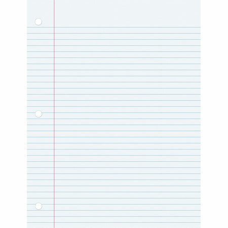 Pacon College Ruled Filler Paper - 100 Sheets - College Ruled Front Ruling - 0.28" Ruled - Red Margin - 3 Hole(s) - 8" x 10 1/2" Sheet Size - White Paper - Smooth, Punched - 100 / Pack