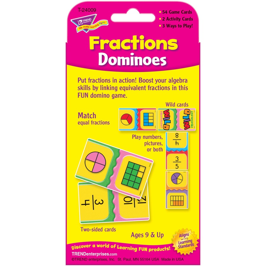 Trend Fractions Dominoes Challenge Cards Game - Theme/Subject: Learning - Skill Learning: Fraction - 56 Pieces - 9+ - 56 / Pack