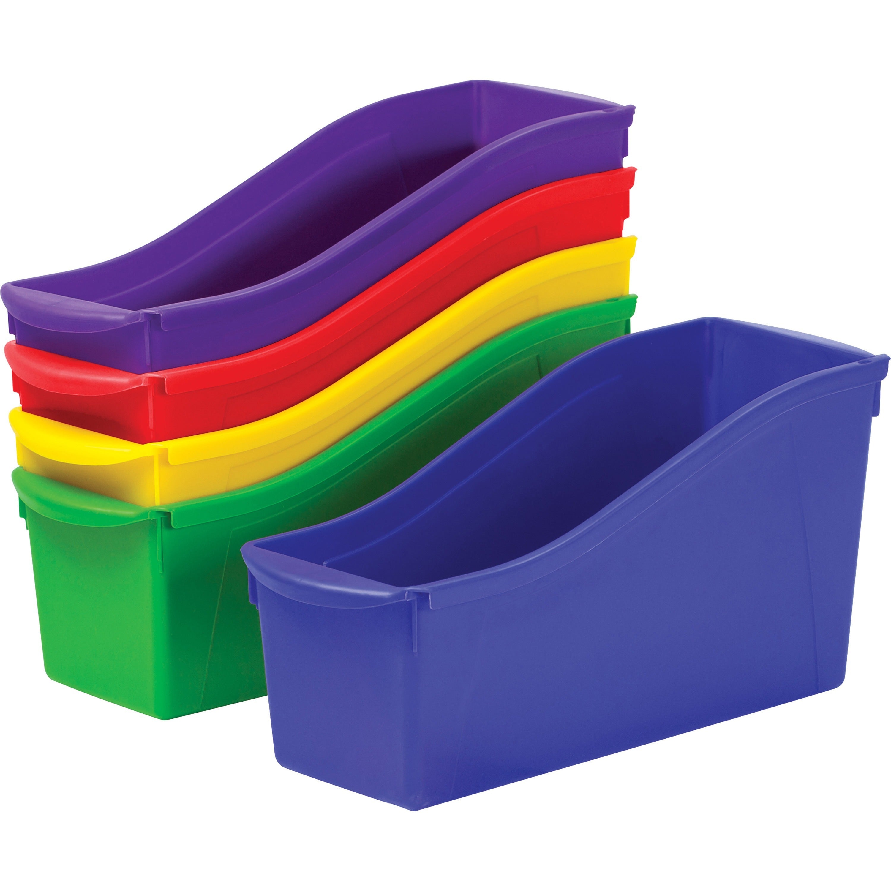 Storex Book Bin Set - 1 Compartment(s) - 12.60" Height x 5.30" Width x 14.30" Depth - 50% Recycled - Red - Plastic - 5 / Set