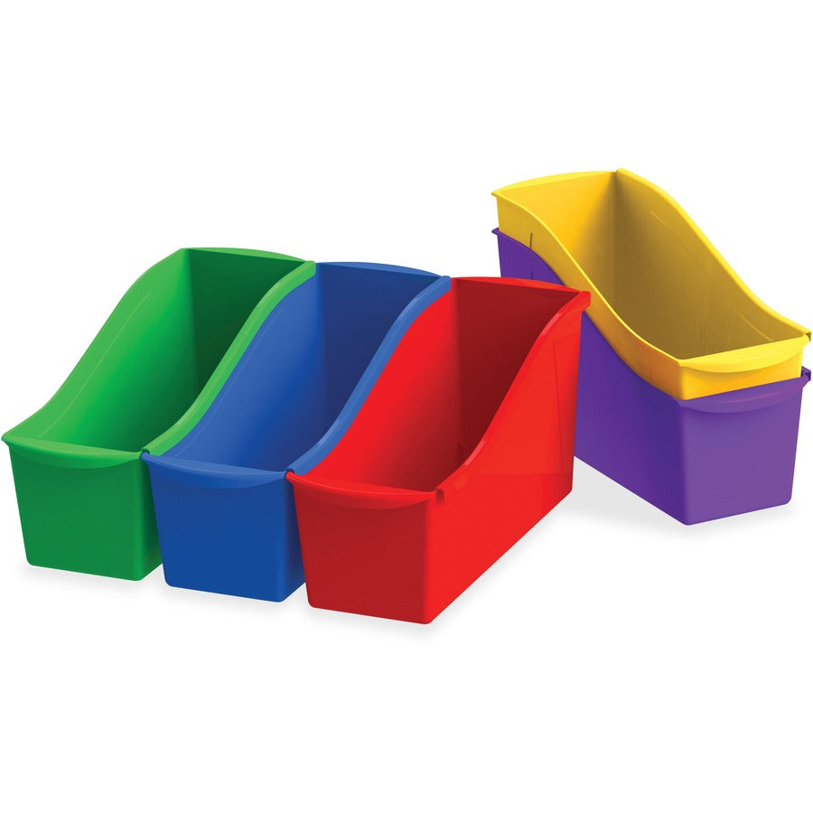 Storex Book Bin Set - 1 Compartment(s) - 12.60" Height x 5.30" Width x 14.30" Depth - 50% Recycled - Red - Plastic - 5 / Set