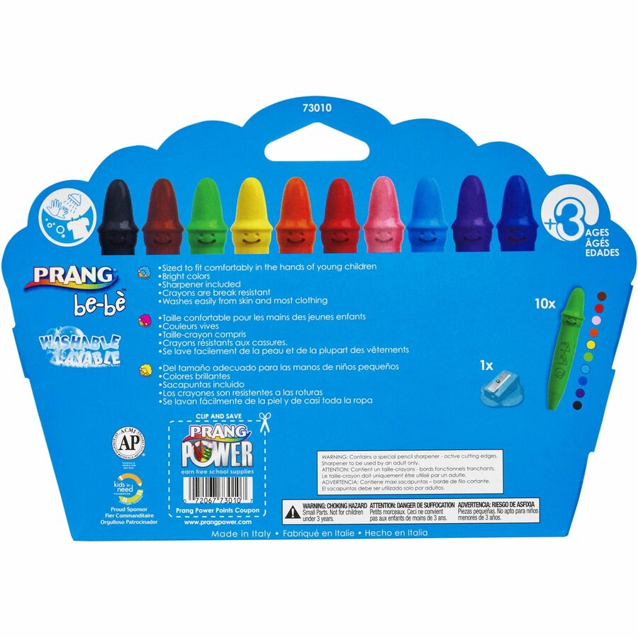 Prang be-be Jumbo Crayons - Assorted - 10 / Set