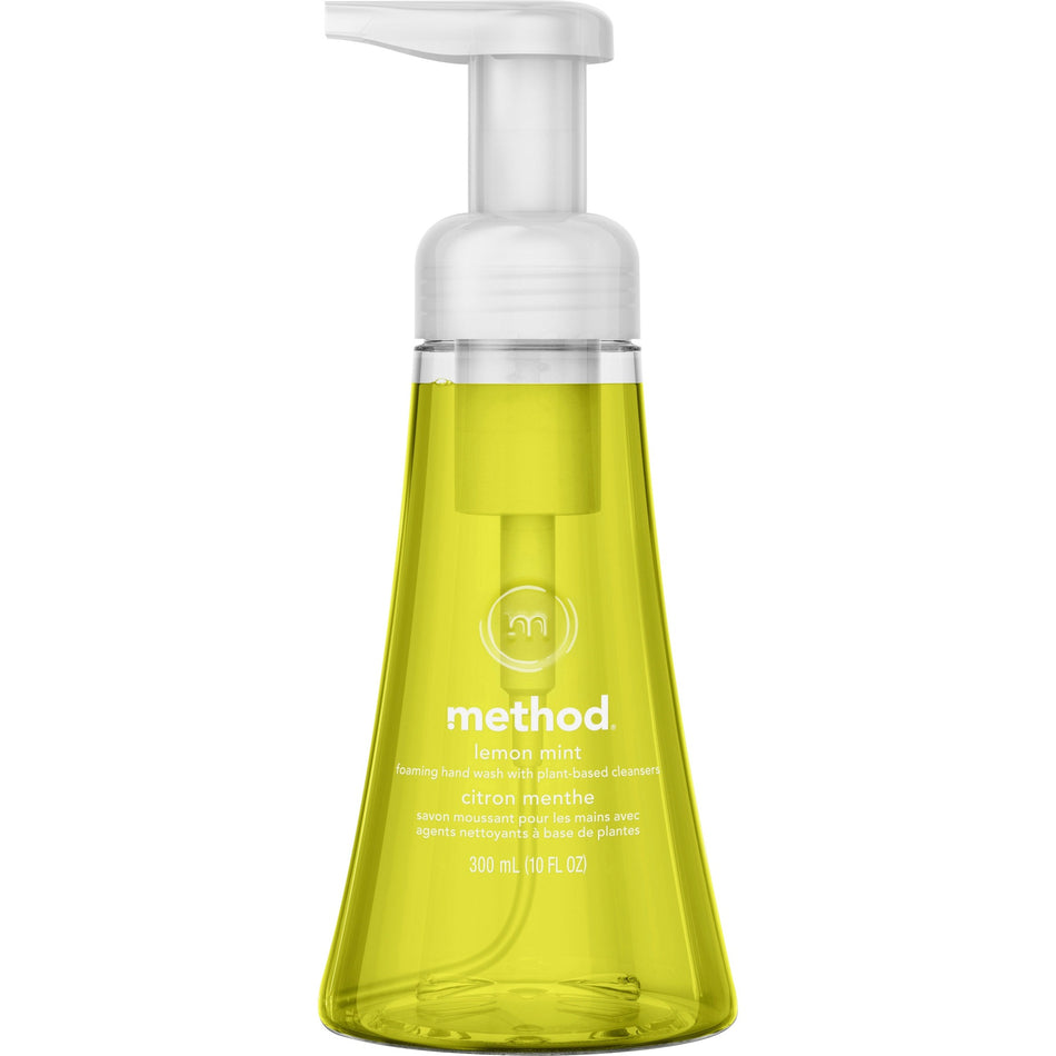 Method Foaming Hand Soap - Lemon Mint Scent - 10 fl oz - Pump Bottle Dispenser - Hand - Lemon Yellow - Paraben-free, Phthalate-free, Triclosan-free - 1 Each