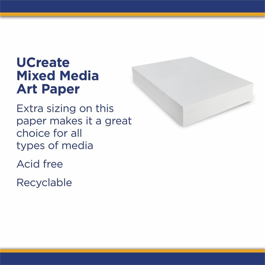 UCreate Art1st Mixed Media Art Paper - Art - 4" Height x 18" Width x 24" Length - White - Paper - 500 / Ream