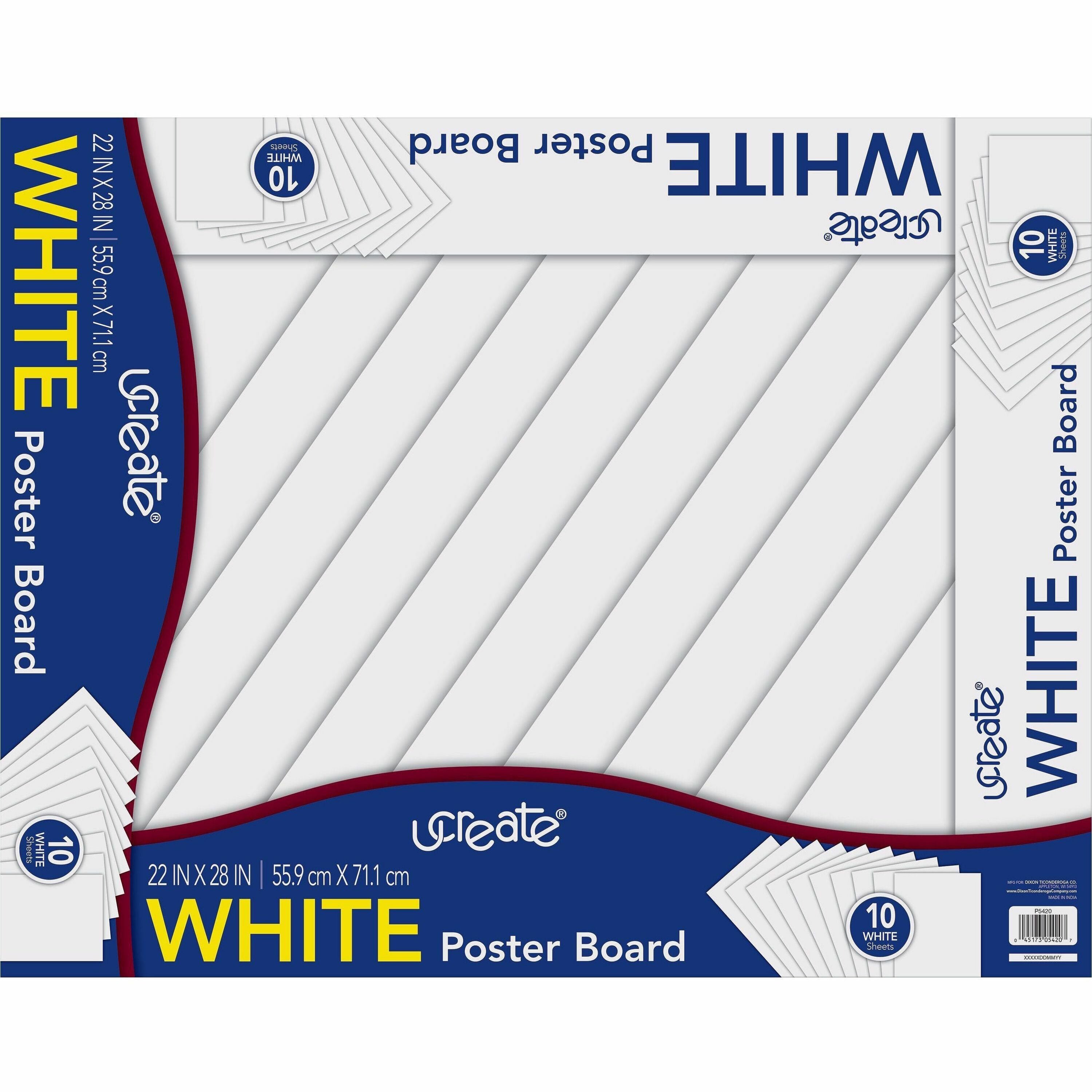 UCreate Poster Board Package - Multipurpose - 28" Height x 22" Width - White - 10 / Pack
