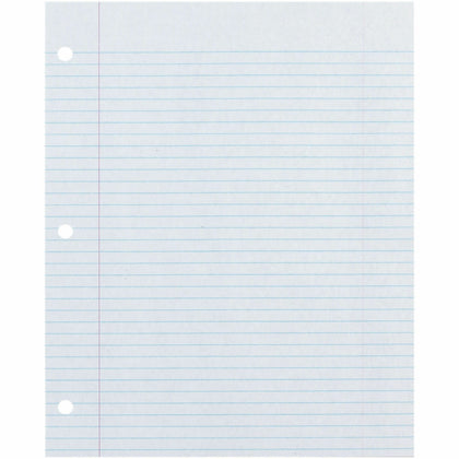 Ecology Recycled Filler Paper - 500 Sheets - College Ruled Front Ruling - 0.28" Ruled - Red Margin - 3 Hole(s) - Letter - 8 1/2" x 11" Sheet Size - White Paper - Eco-friendly, Recyclable, Acid-free, Chlorine-free, Hole-punched - Recycled - 500 / Pack