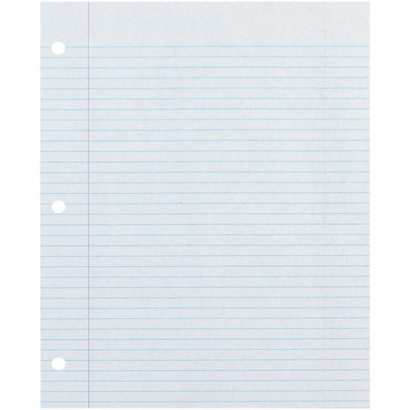 Ecology Recycled Filler Paper - 500 Sheets - College Ruled Front Ruling - 0.28" Ruled - Red Margin - 3 Hole(s) - Letter - 8 1/2" x 11" Sheet Size - White Paper - Eco-friendly, Recyclable, Acid-free, Chlorine-free, Hole-punched - Recycled - 500 / Pack