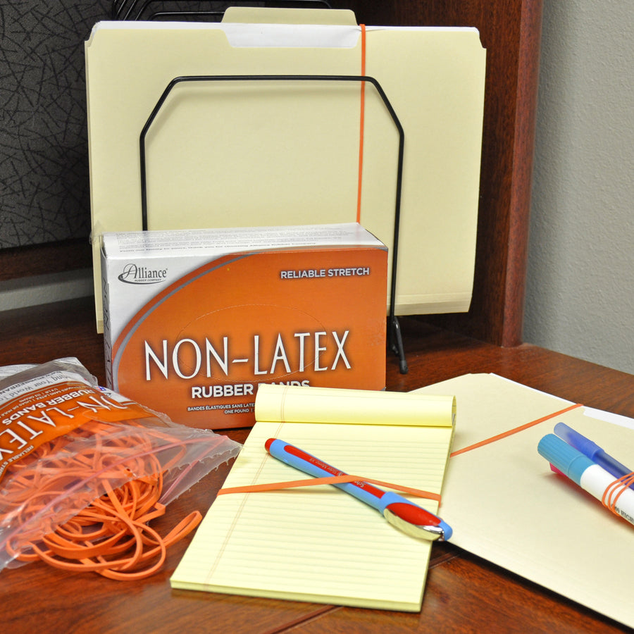 Alliance Rubber Rubber Bands - Size: #33 - 3.5" Length x 0.1" Width - Latex-free, Stretchable - Synthetic Rubber, Poly - Orange - 1 Bag