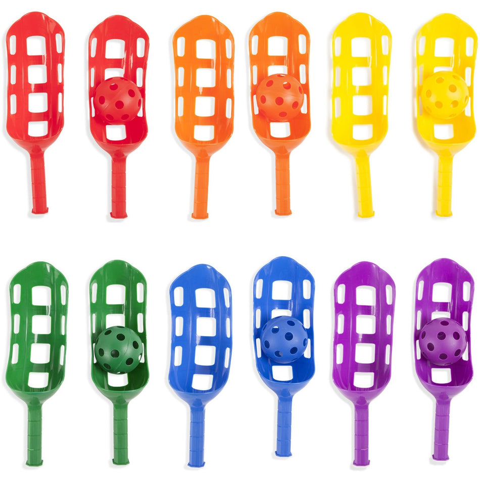 Champion Sports Scoop Ball Set - 2 Pair - Red, Orange, Yellow, Green, Blue, Purple - Plastic