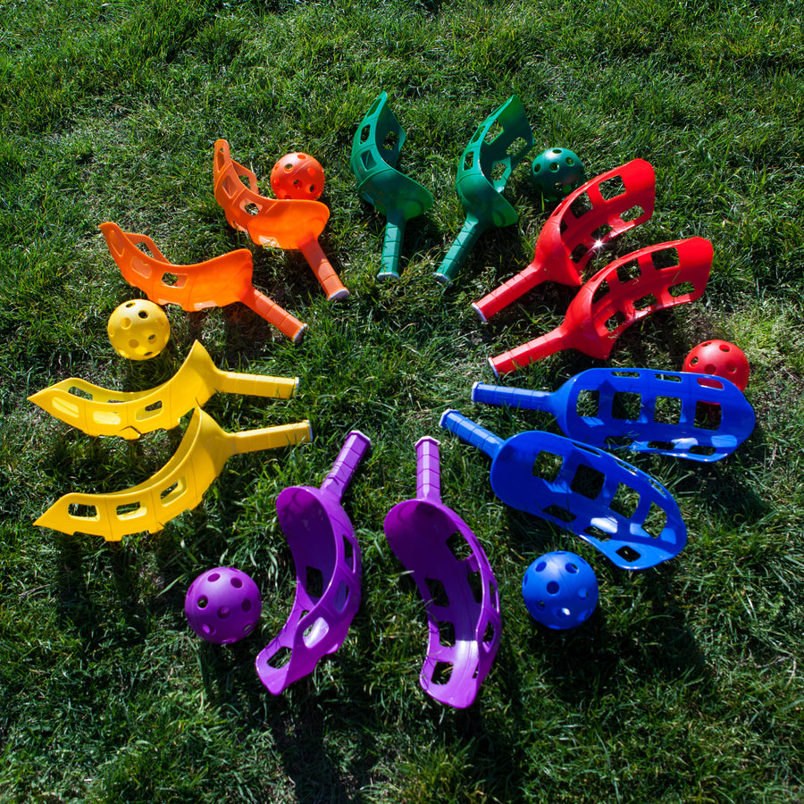 Champion Sports Scoop Ball Set - 2 Pair - Red, Orange, Yellow, Green, Blue, Purple - Plastic