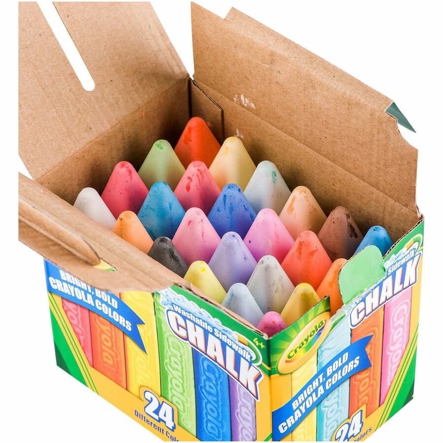 Crayola Washable Sidewalk Chalk - 4" Length - Assorted - 24 / Box
