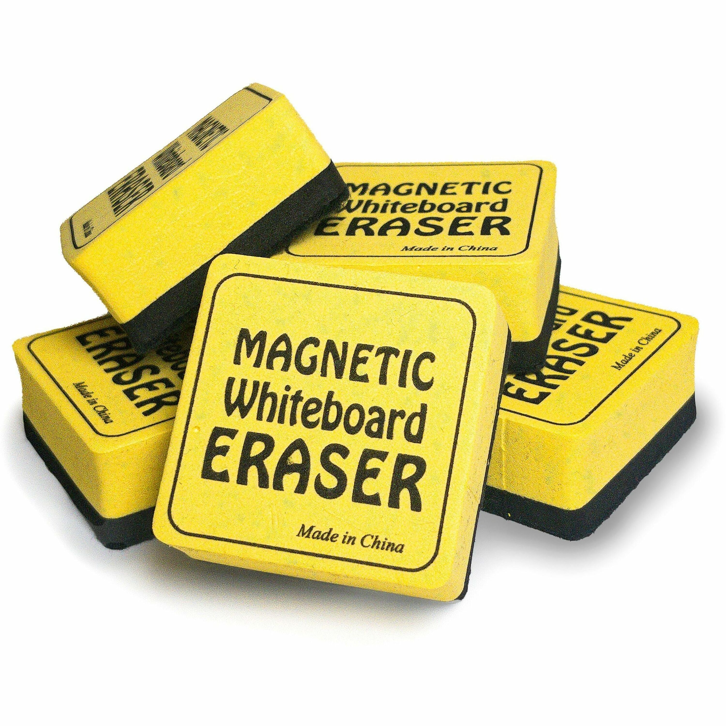 The Pencil Grip Magnetic Whiteboard Eraser - 2" Width x 2" Length - Durable, Lightweight, Soft, Magnetic - Yellow - 12 / Pack