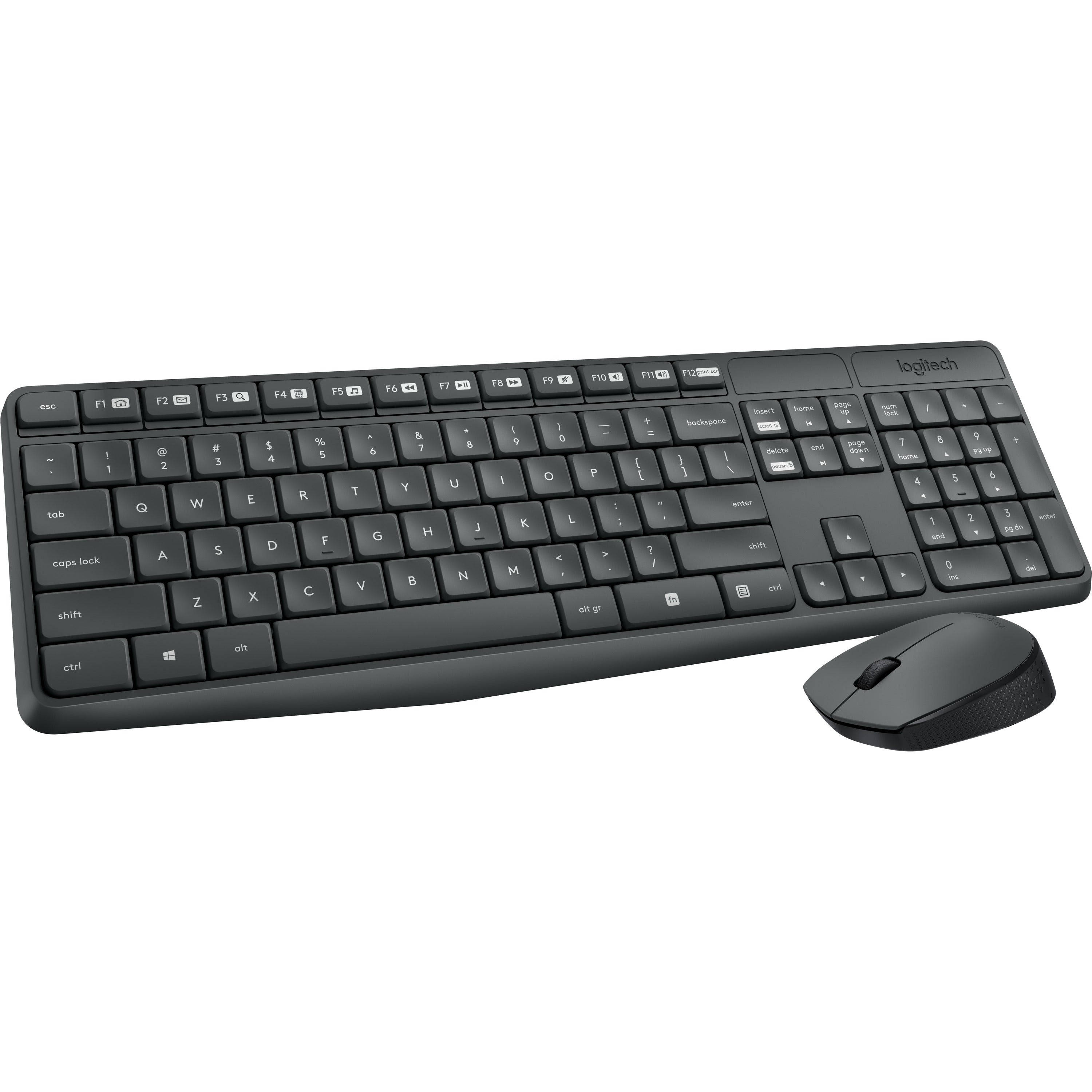 Logitech Wireless Keyboard and Mouse - USB Wireless RF - English - Black - USB Wireless RF - Optical - Scroll Wheel - QWERTY - Black - AAA, AA - Compatible with Desktop Computer for PC, Linux, ChromeOS - 1 Each