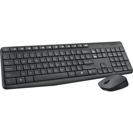 Logitech Wireless Keyboard and Mouse - USB Wireless RF - English - Black - USB Wireless RF - Optical - Scroll Wheel - QWERTY - Black - AAA, AA - Compatible with Desktop Computer for PC, Linux, ChromeOS - 1 Each