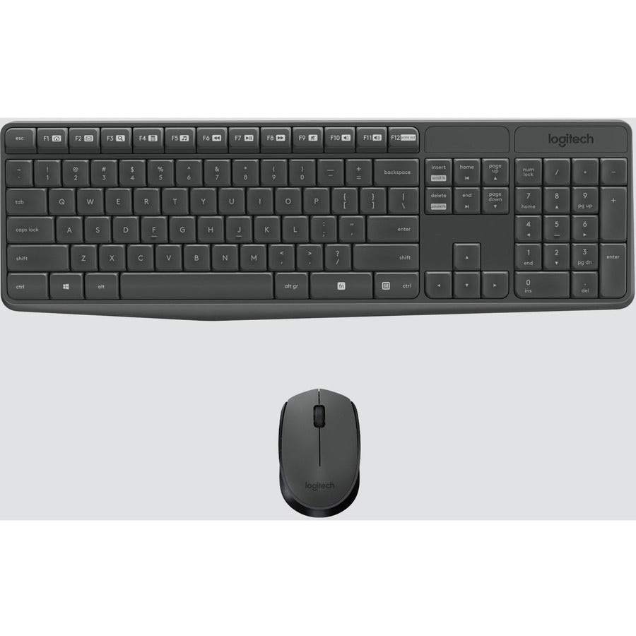 Logitech Wireless Keyboard and Mouse - USB Wireless RF - English - Black - USB Wireless RF - Optical - Scroll Wheel - QWERTY - Black - AAA, AA - Compatible with Desktop Computer for PC, Linux, ChromeOS - 1 Each