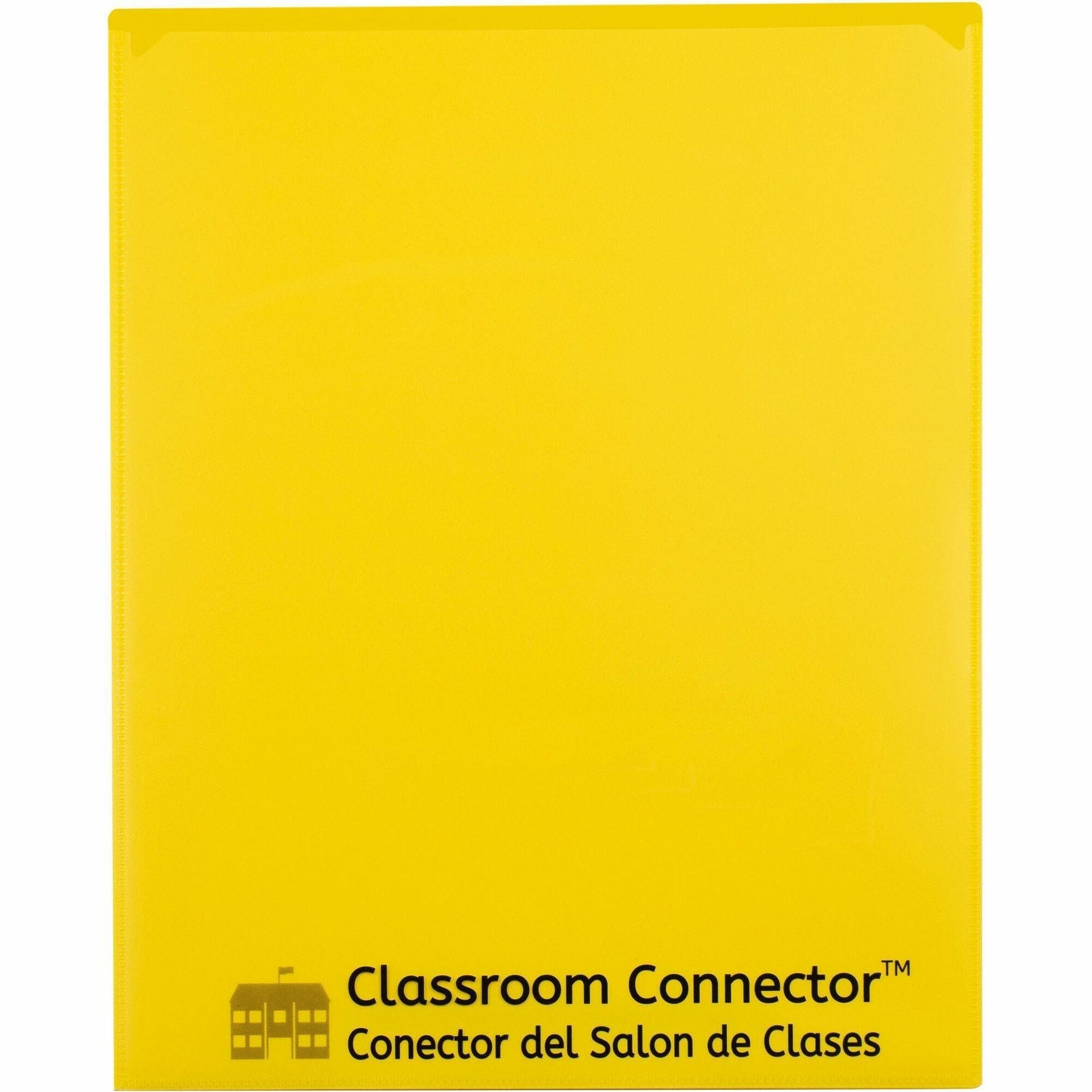 C-Line Classroom Connector Letter Report Cover - 8 1/2" x 11" - 2 Internal Pocket(s) - Yellow - 25 / Box