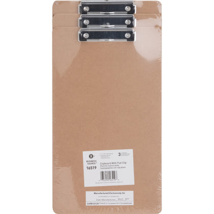 Business Source Clipboard: Legal-size Hardboard 8 1/2’’ x 14’’ Brown 3-Pack - Clipboards