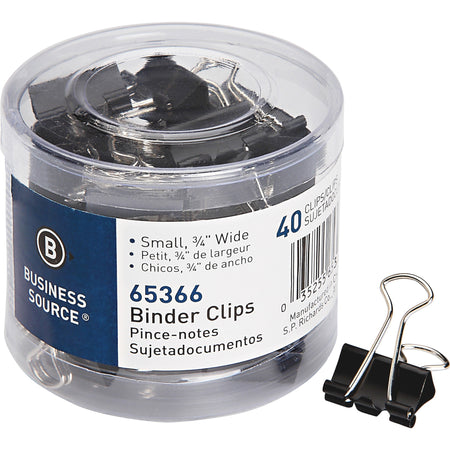Business Source Small Binder Clips - Small - for Paper, Project, Document - Black - 40 / Pack