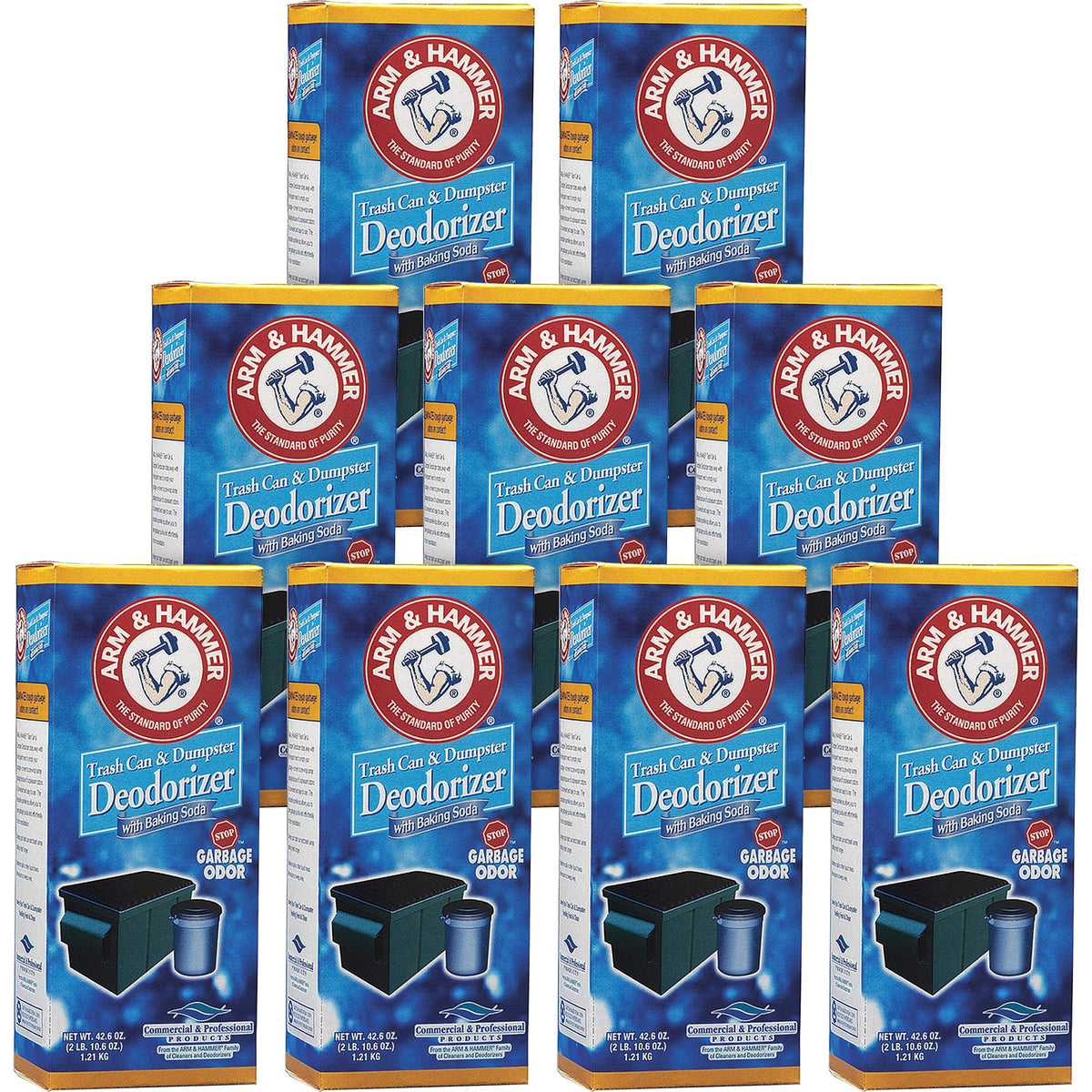 Arm & Hammer Trash Can Deodorizer - Ready-To-Use - 42.60 oz (2.66 lb) - Original Scent - Odor Neutralizer - 9 / Carton