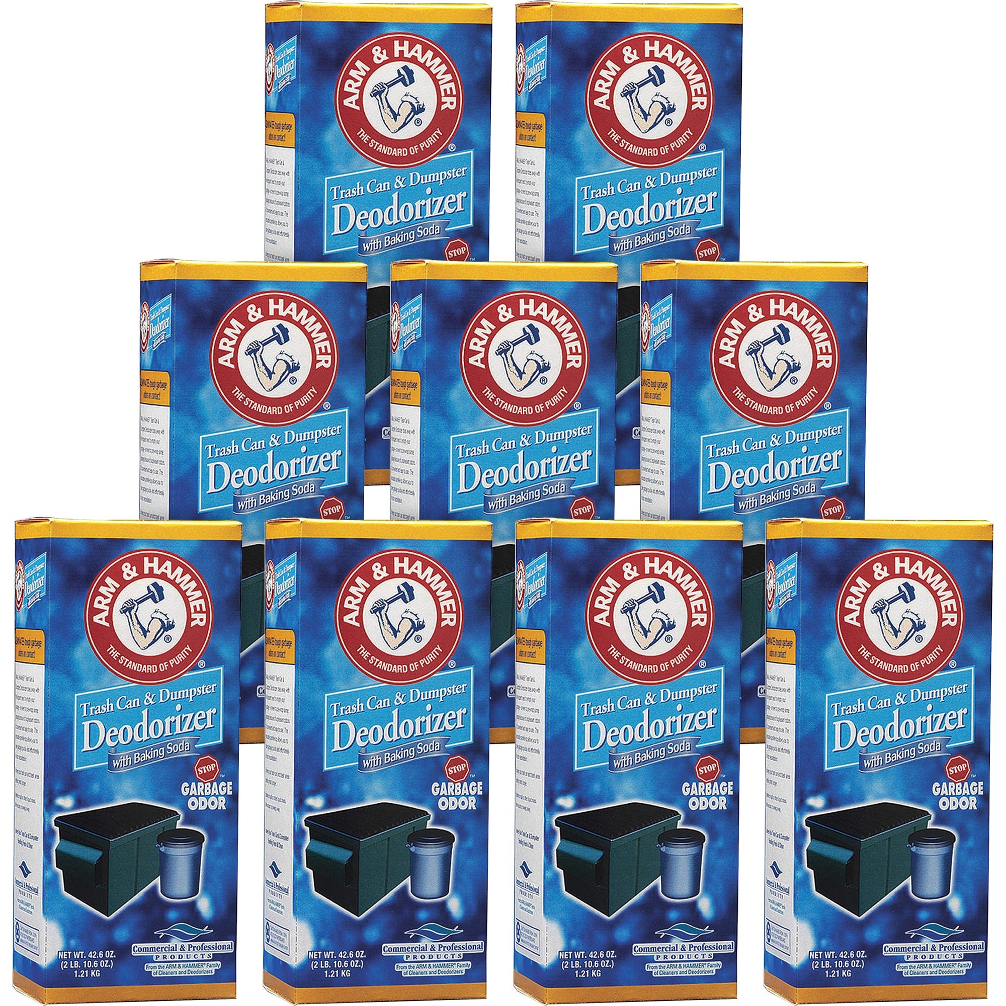 Arm & Hammer Trash Can Deodorizer - Ready-To-Use - 42.60 oz (2.66 lb) - Original Scent - Odor Neutralizer - 9 / Carton
