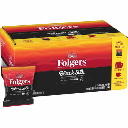 Folgers® Fraction Pack Black Silk Coffee - Regular - Dark - 1.4 oz - Fraction Pack - 42 / Carton