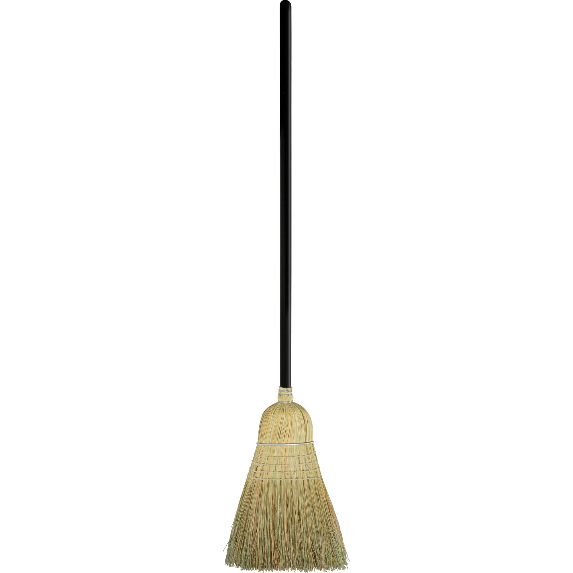 Genuine Joe Warehouse Broom - Corn Fiber Bristle - 38" Handle Length - Lacquered Wood Handle - Natural - 1 Each