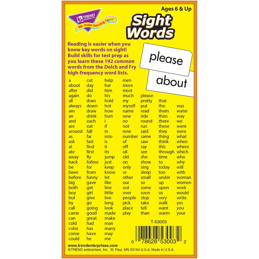 Trend Sight Words Skill Drill Flash Cards - Fun, Learning - Educational - 1 Each
