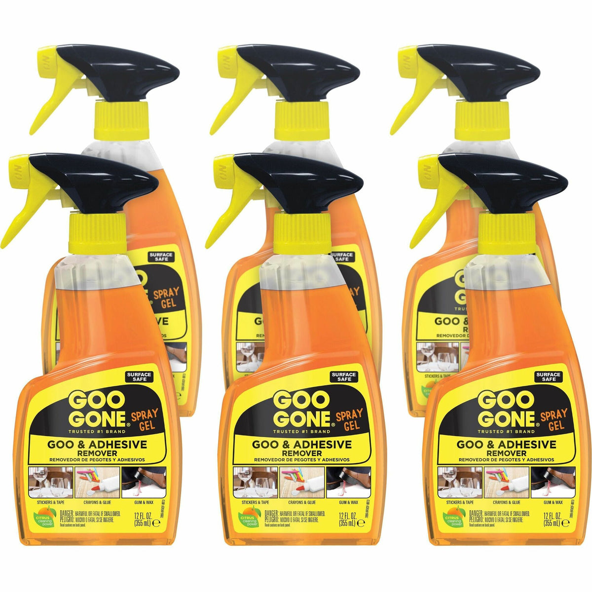 Goo Gone Spray Gel - For Multipurpose - Gel - 12 fl oz (0.4 quart) - Non-drip, No-mess - Orange Bottle - 6 / Carton