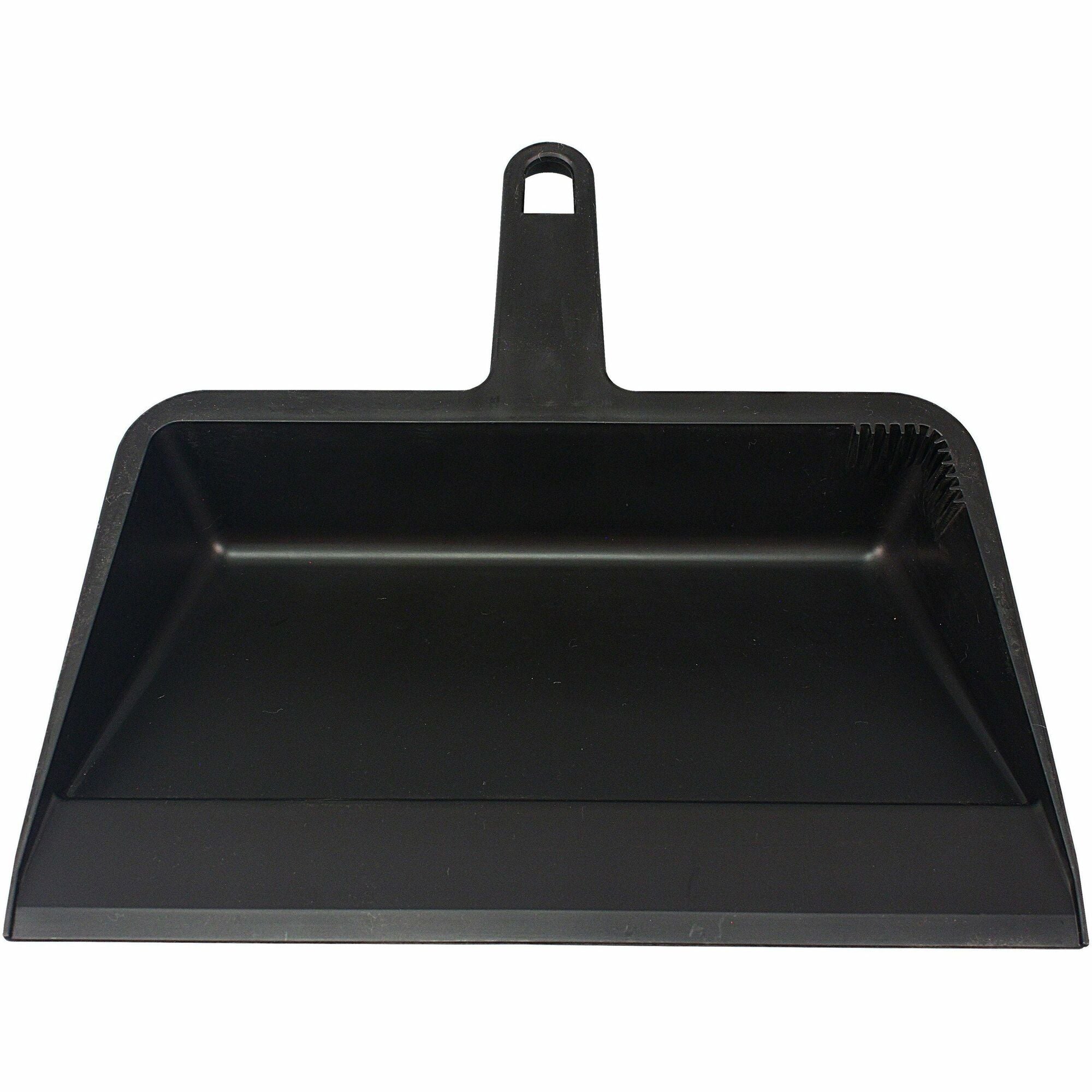 Impact Products Value-Plus Dust Pan - 12" Wide - Polypropylene - Black - 1 Each