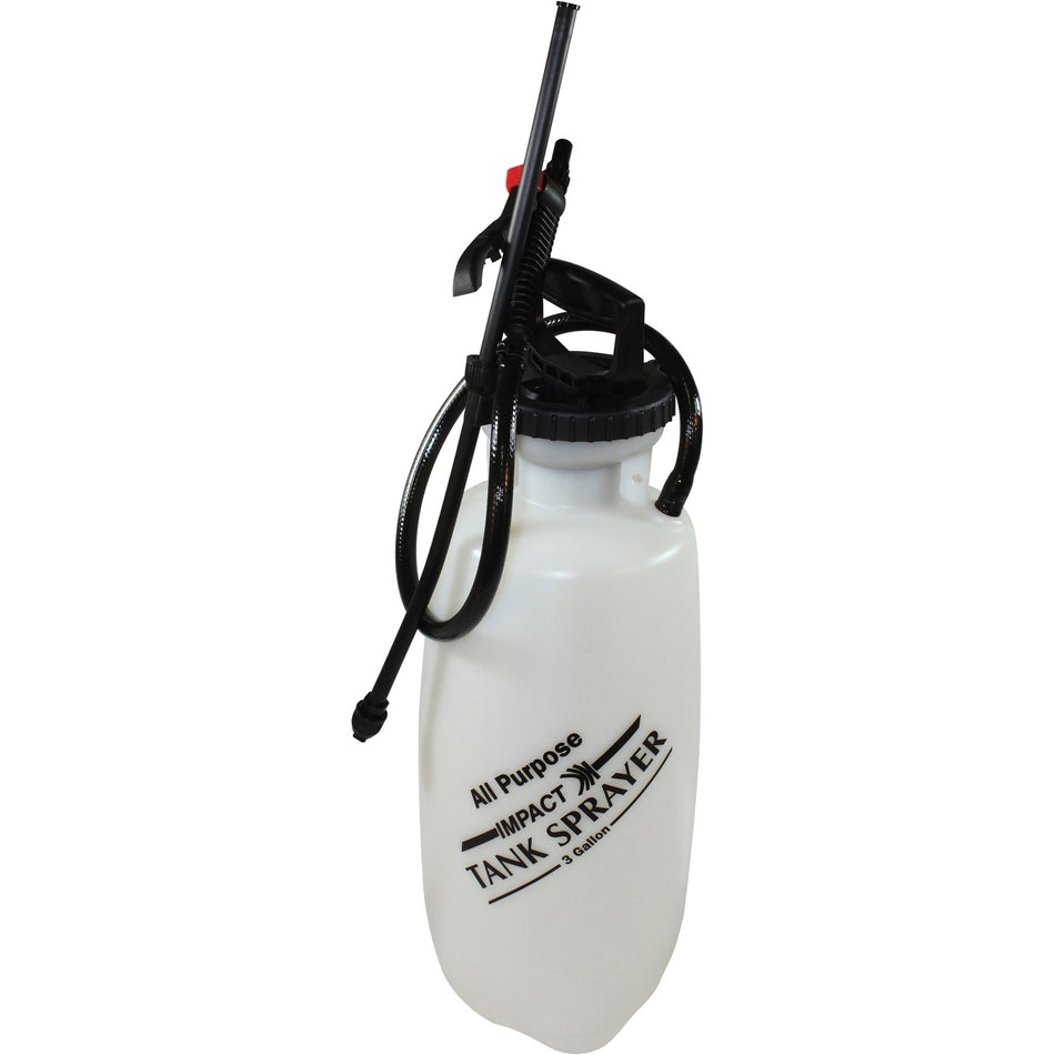 Impact All-Purpose 3 Gallon Tank Sprayer - Suitable For Multipurpose - Wide Opening, Vertical Holder, Carrying Strap - 22.4" Height x 10" Width - 1 Each
