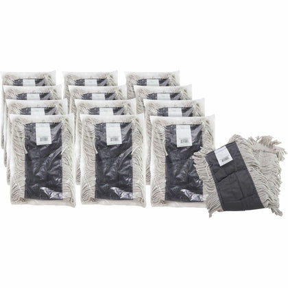Genuine Joe Disposable Dust Mop Refill - 5" Width x 24" Length - Disposable, Fray Resistant, Quick Drying, Absorbent, Durable, 4-ply Yarn, Cut Ends - Cotton - Natural - 12 / Carton