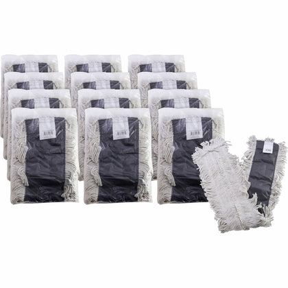 Genuine Joe Disposable Dust Mop Refill - 5" Width x 48" Length - Disposable, Looped Ends, Fray Resistant, 4-ply, Quick Drying, Durable, Absorbent, 4-ply Yarn - Cotton, Synthetic - Natural - 12 / Carton