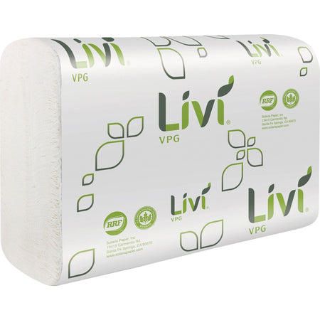 Livi VPG MultiFold Towel - 1 Ply - Multifold - 9.06" Width x 9.45" Length - White - Virgin Fiber, Paper - 250/Pack - 16 / Carton