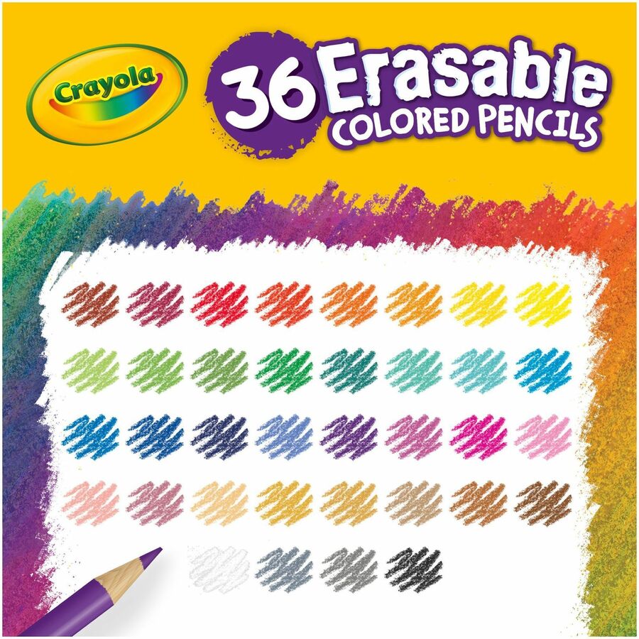 Crayola Erasable Colored Pencils - 3.3 mm Assorted Lead - Thick Point - 36 / Pack