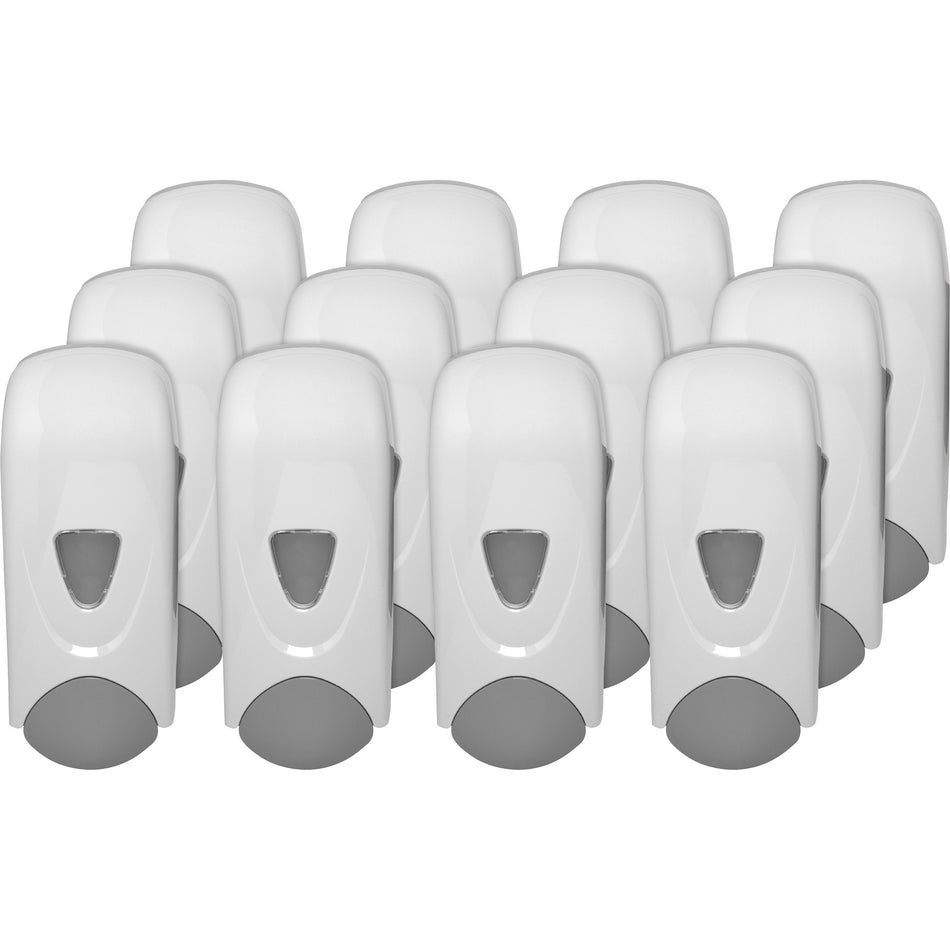 Genuine Joe Foam-Eeze Foam Soap Dispenser - Manual - 1.06 quart Capacity - Refillable, Site Window, Durable - White, Gray - 12 / Carton